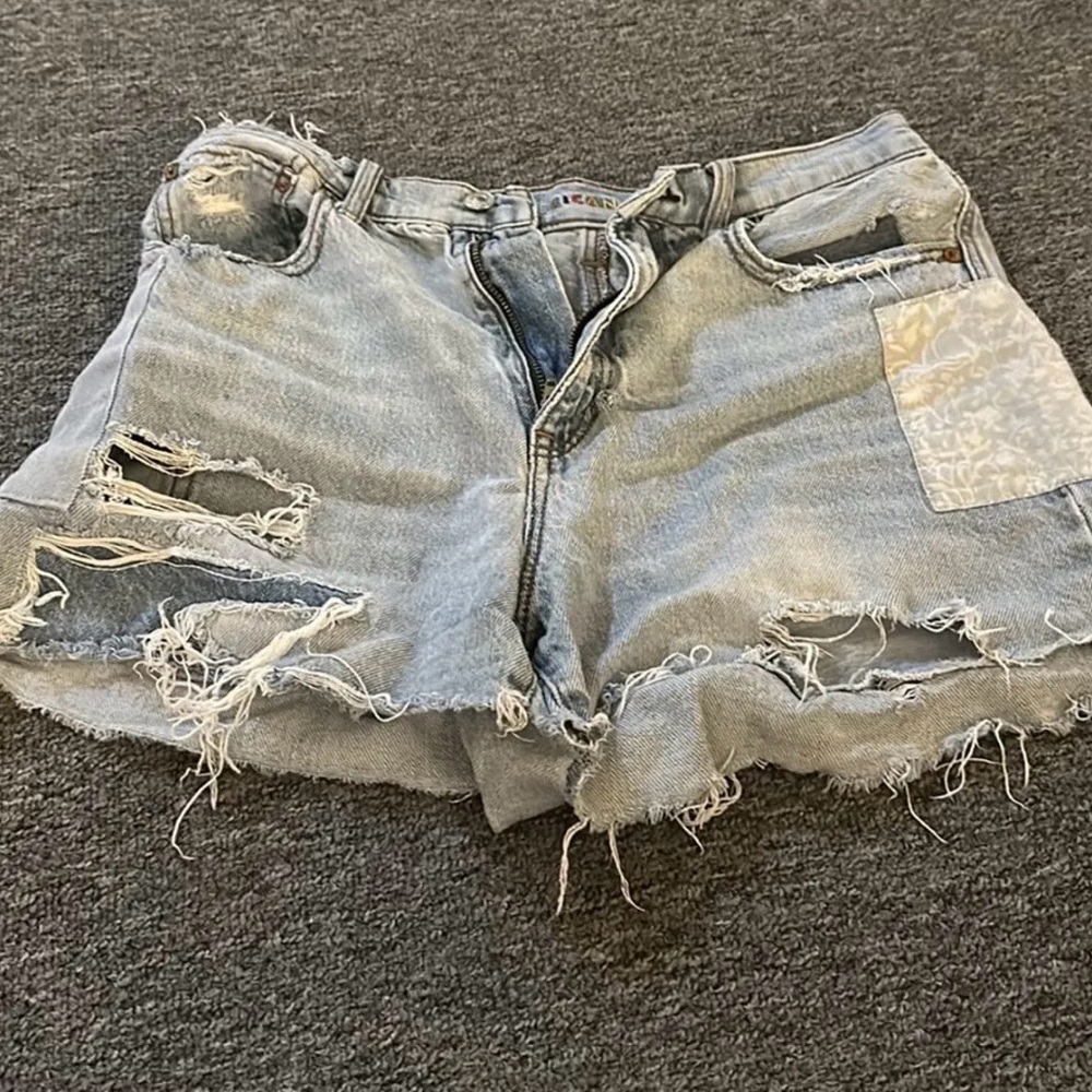 American Eagle 90s Patchwork Boyfriend Shorts - image 1